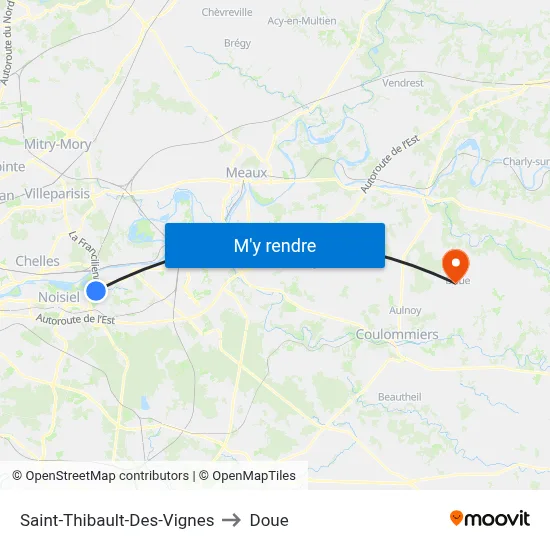Saint-Thibault-Des-Vignes to Doue map