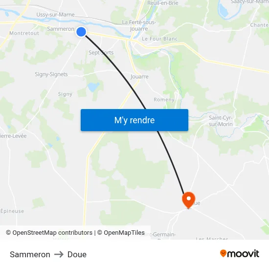 Sammeron to Doue map