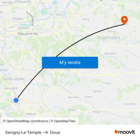 Savigny-Le-Temple to Doue map