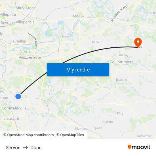 Servon to Doue map