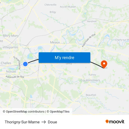 Thorigny-Sur-Marne to Doue map