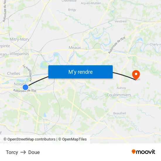Torcy to Doue map