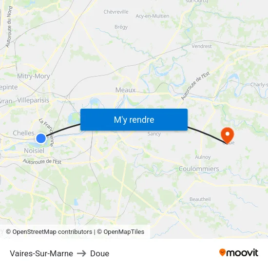 Vaires-Sur-Marne to Doue map