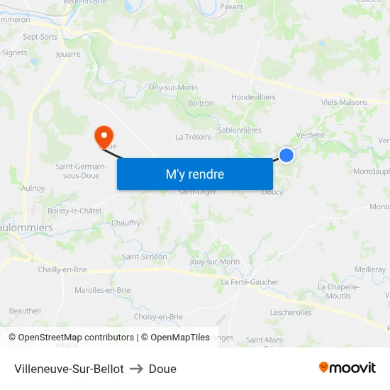 Villeneuve-Sur-Bellot to Doue map