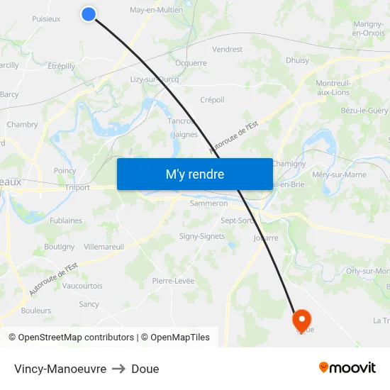 Vincy-Manoeuvre to Doue map