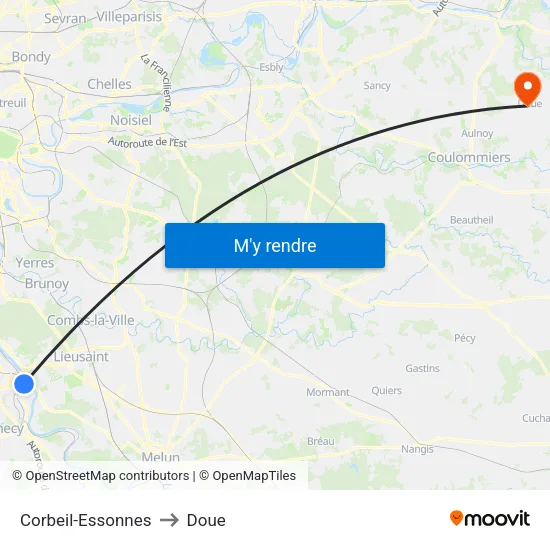 Corbeil-Essonnes to Doue map
