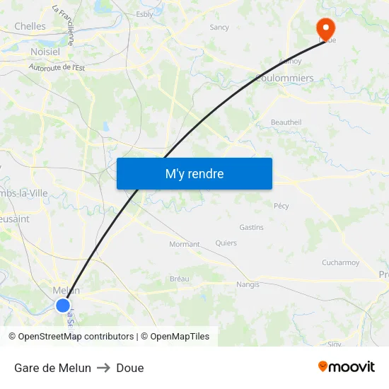 Gare de Melun to Doue map