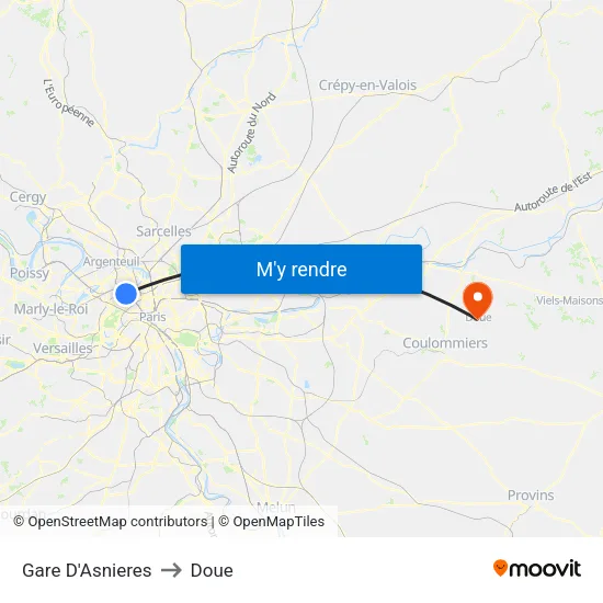 Gare D'Asnieres to Doue map