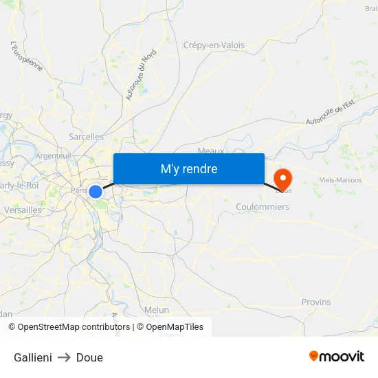 Gallieni to Doue map