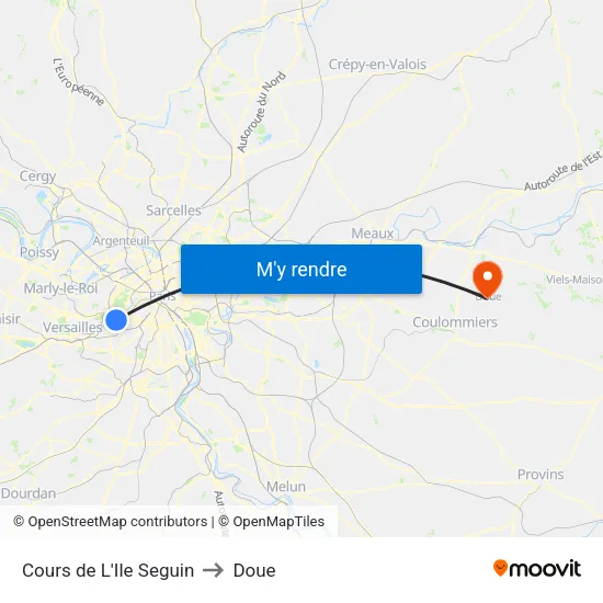 Cours de L'Ile Seguin to Doue map