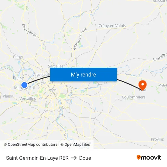Saint-Germain-En-Laye RER to Doue map