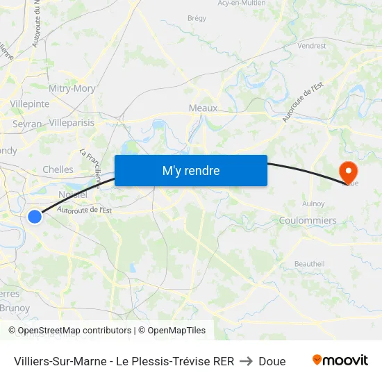 Villiers-Sur-Marne - Le Plessis-Trévise RER to Doue map