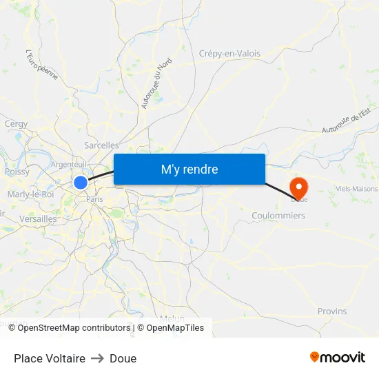 Place Voltaire to Doue map