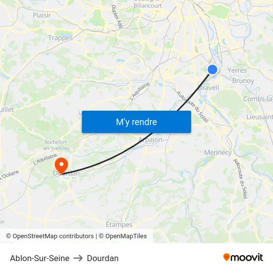 Ablon-Sur-Seine to Dourdan map