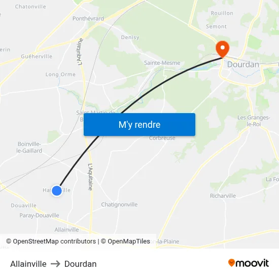 Allainville to Dourdan map