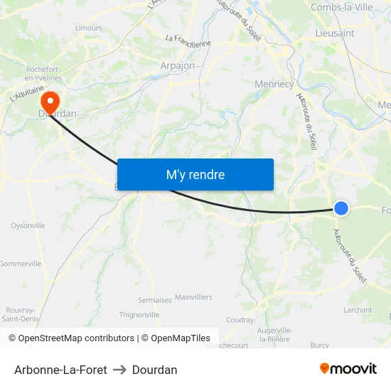 Arbonne-La-Foret to Dourdan map