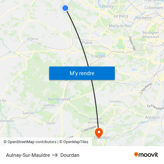 Aulnay-Sur-Mauldre to Dourdan map