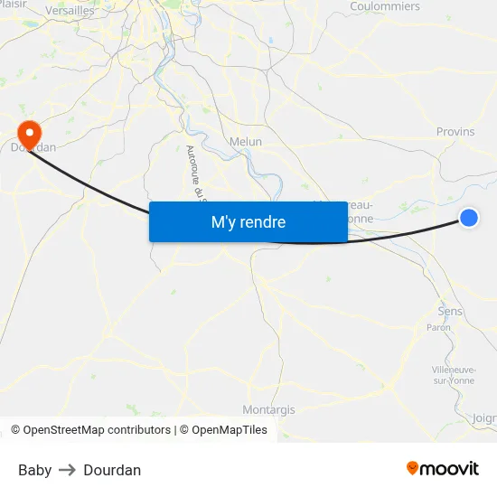 Baby to Dourdan map