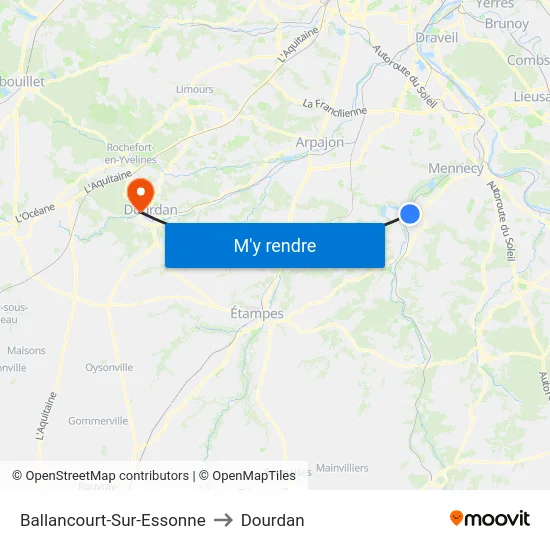 Ballancourt-Sur-Essonne to Dourdan map