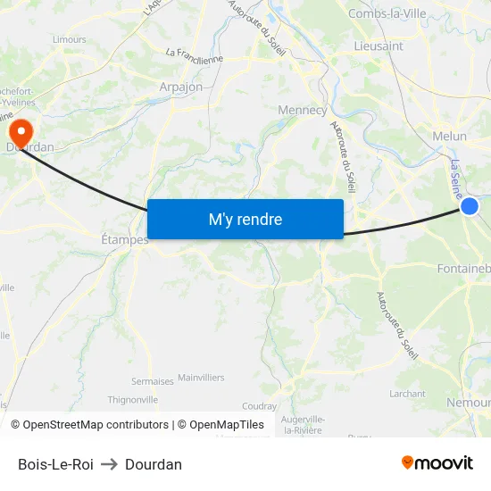 Bois-Le-Roi to Dourdan map
