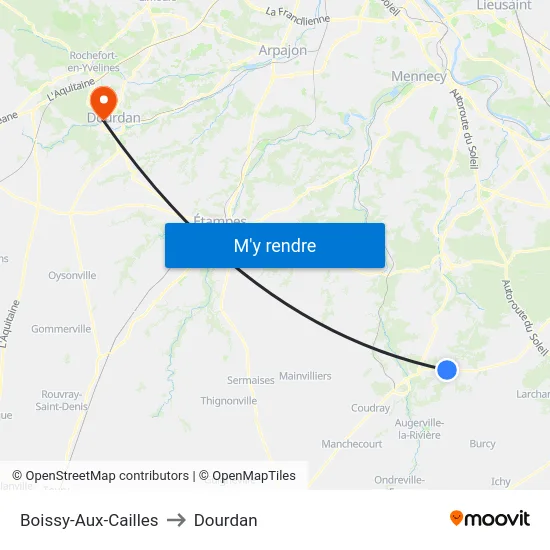 Boissy-Aux-Cailles to Dourdan map