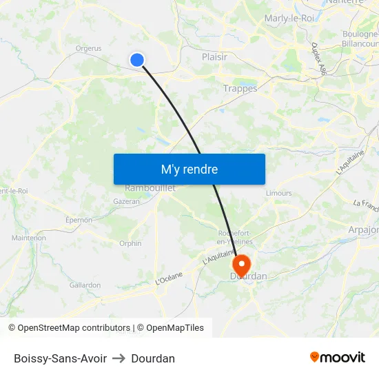 Boissy-Sans-Avoir to Dourdan map