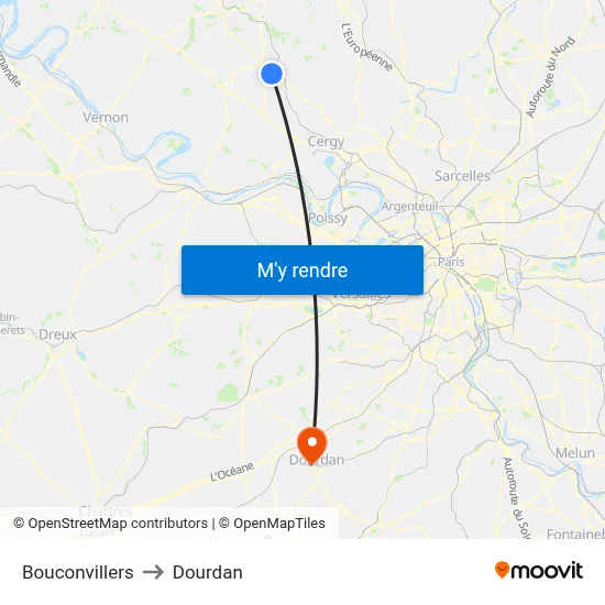 Bouconvillers to Dourdan map