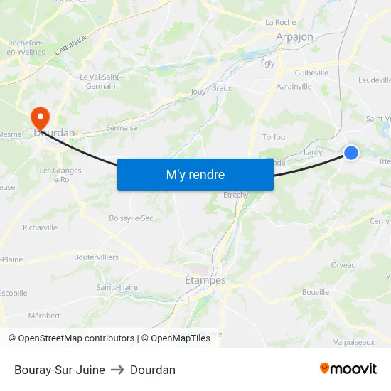 Bouray-Sur-Juine to Dourdan map