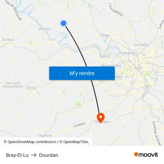 Bray-Et-Lu to Dourdan map