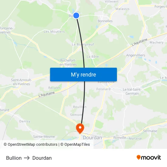 Bullion to Dourdan map