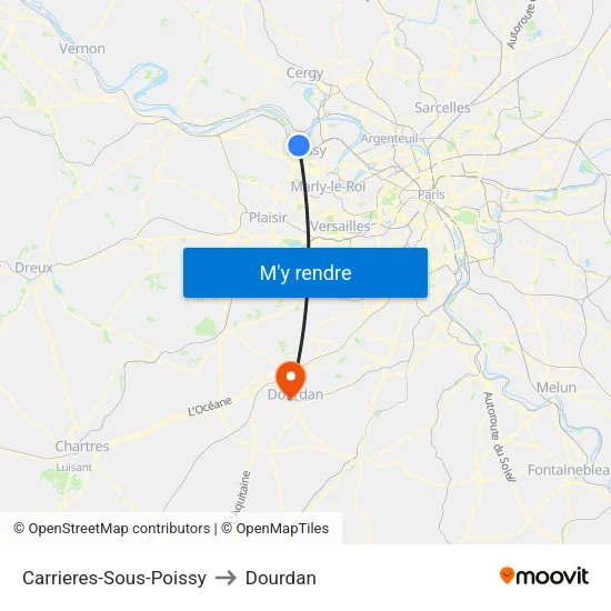 Carrieres-Sous-Poissy to Dourdan map