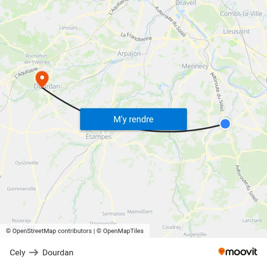 Cely to Dourdan map