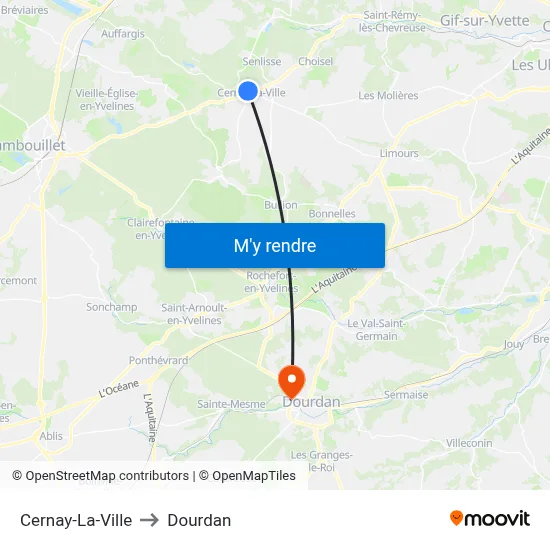 Cernay-La-Ville to Dourdan map