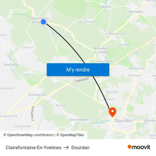 Clairefontaine-En-Yvelines to Dourdan map