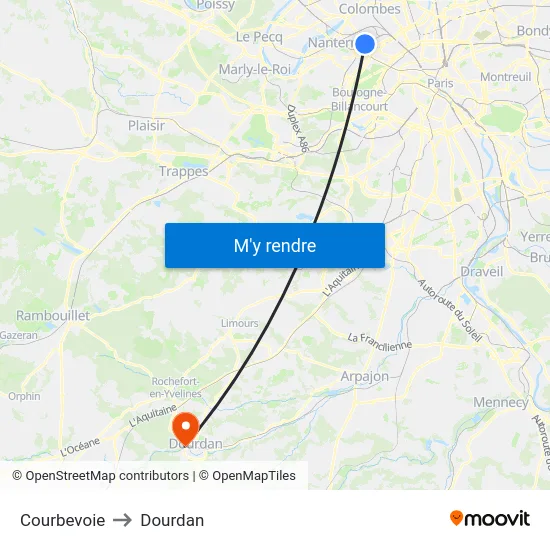 Courbevoie to Dourdan map