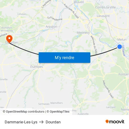 Dammarie-Les-Lys to Dourdan map