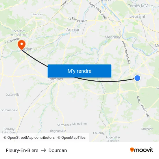 Fleury-En-Biere to Dourdan map