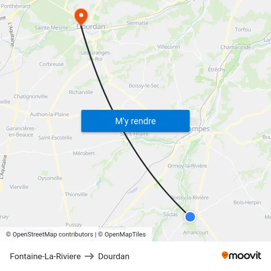 Fontaine-La-Riviere to Dourdan map