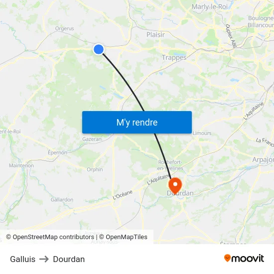 Galluis to Dourdan map