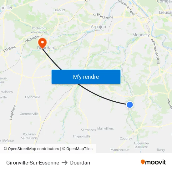 Gironville-Sur-Essonne to Dourdan map
