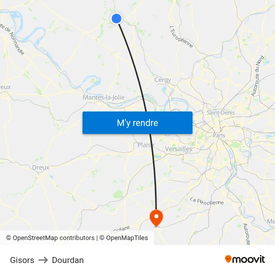 Gisors to Dourdan map