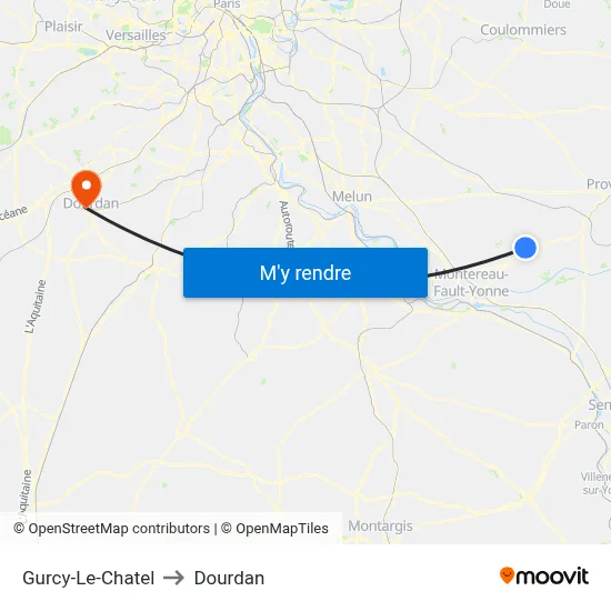 Gurcy-Le-Chatel to Dourdan map