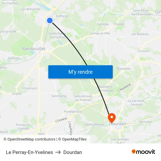 Le Perray-En-Yvelines to Dourdan map