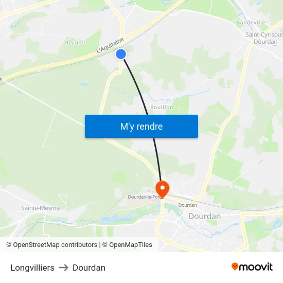 Longvilliers to Dourdan map