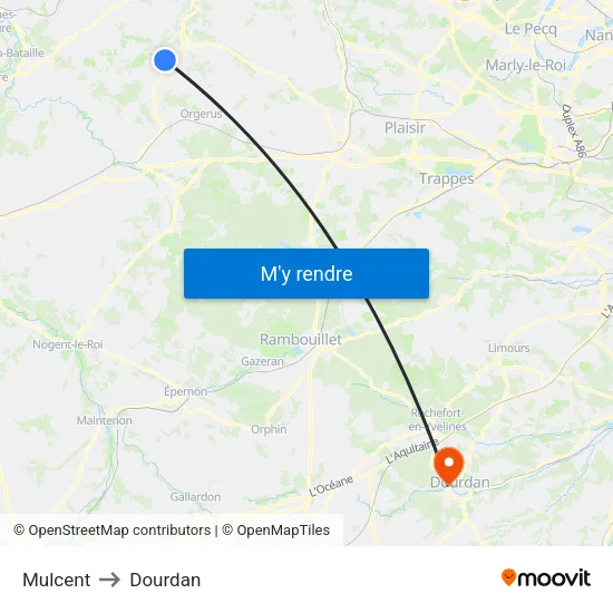 Mulcent to Dourdan map