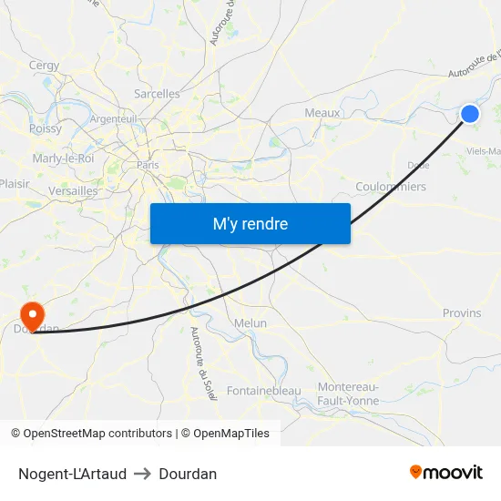Nogent-L'Artaud to Dourdan map