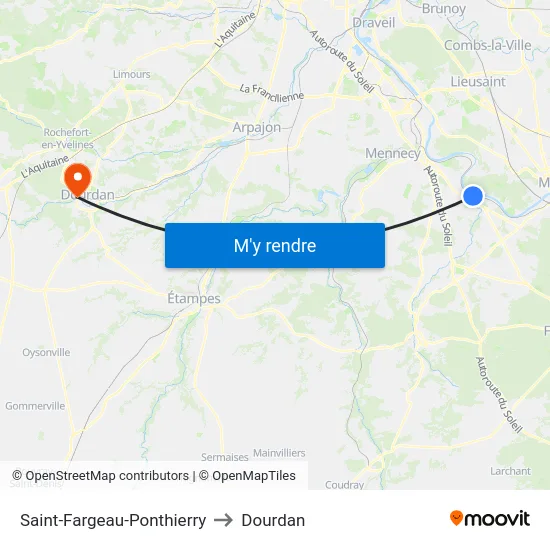 Saint-Fargeau-Ponthierry to Dourdan map