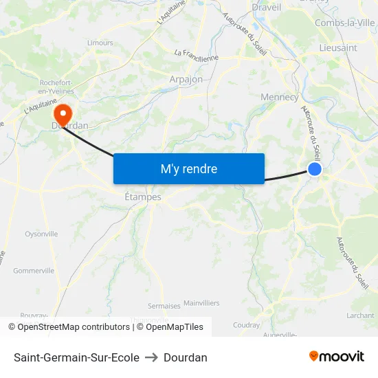 Saint-Germain-Sur-Ecole to Dourdan map