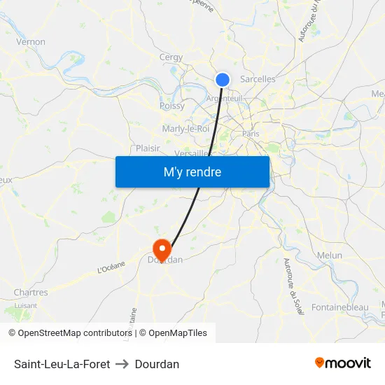Saint-Leu-La-Foret to Dourdan map