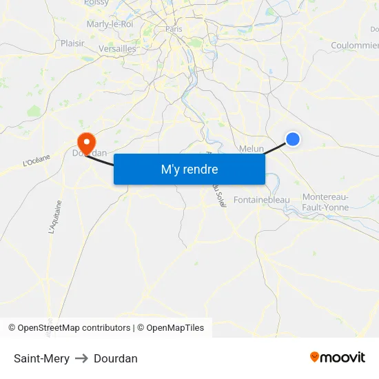 Saint-Mery to Dourdan map
